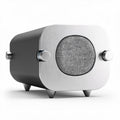 Diffusore audio vintage in alluminio e tessuto grigio 15 x 10 x 10cm