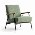 Poltrona con struttura in metallo nero e imbottitura verde a righe 80 x 75 x 85cm