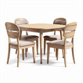 Tavolo quadrato in legno con quattro sedie imbottite beige 120 x 120 x 75cm