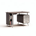 Scrivania moderna in legno scuro con cassetti metallici 120 x 60 x 75cm