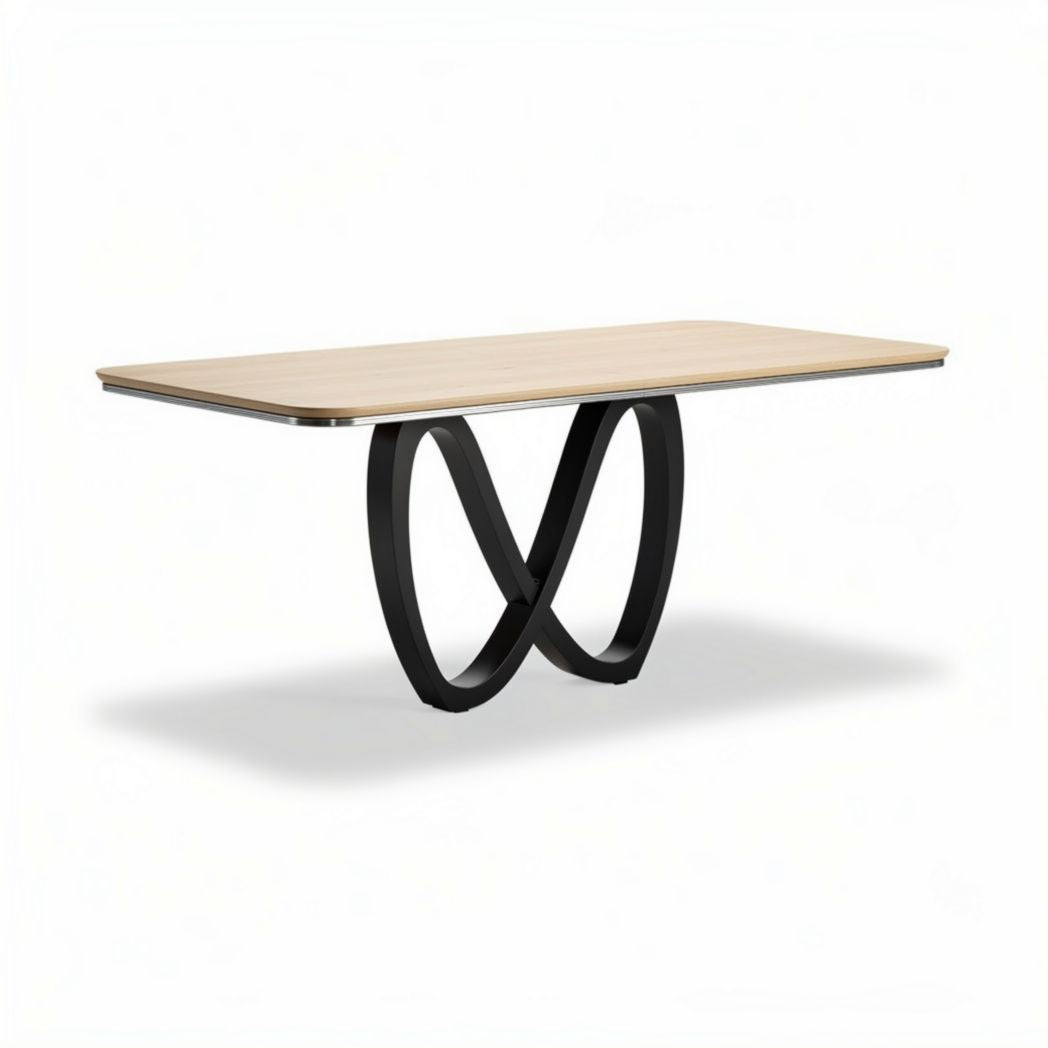 Tavolo da pranzo in legno con base nera design moderno 200 x 100 x 75cm