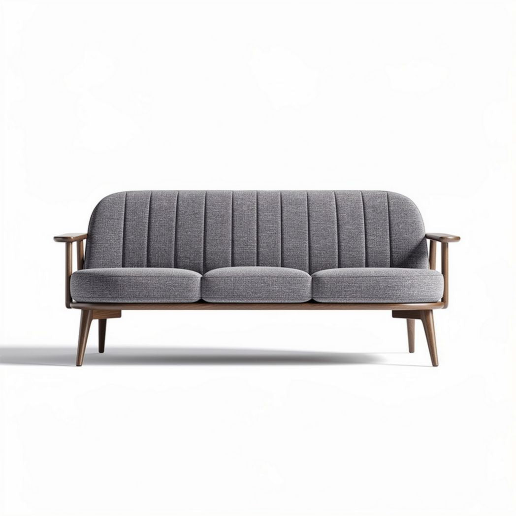 Divano moderno in tessuto grigio con struttura in legno 180 x 80 x 85cm