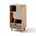 Mobiletto in legno con ripiani e cassetto 40 x 30 x 80cm color legno e grigio