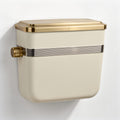 Cestino per bagno in ceramica beige con finitura in ottone 40 x 25 x 30cm
