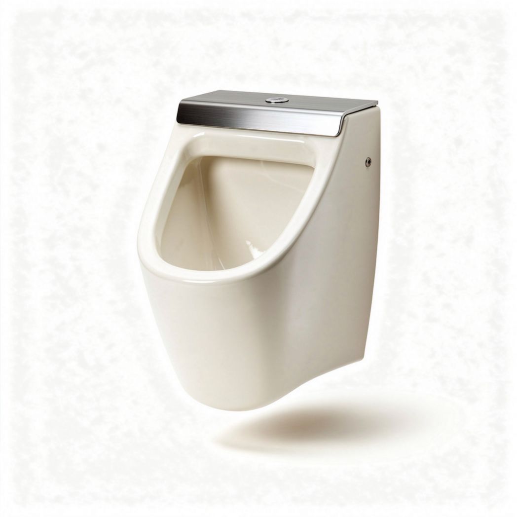 Urinale a parete in ceramica bianca con copertura in acciaio inox 40 x 30 x 50cm