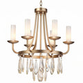 lampadario in metallo oro con cristalli trasparenti e sei bracci 60 x 60 x 50cm