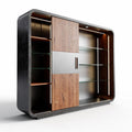 Mobile soggiorno in legno e vetro con illuminazione integrata 200 x 40 x 150cm