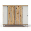 Mobiletto in legno con ante a battente e struttura in metallo 120 x 40 x 80cm