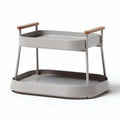 Vassoio in metallo grigio con manici in legno 40 x 25 x 15cm per cucina