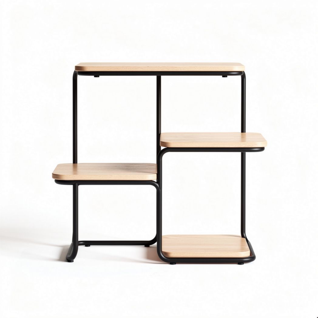 Tavolino da caffè in legno e metallo nero 60 x 40 x 80 cm multifunctionale