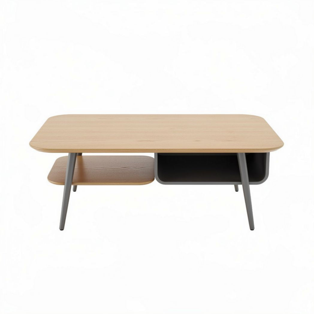 Tavolino da caffè in legno di faggio con ripiano grigio 120 x 60 x 40cm